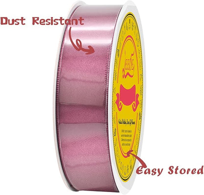Double Face Rose Mauve Satin Ribbon 7/8 inch X 25 Yards Polyester Rose Mauve Ribbon for Gift Wrapping Very Suitable for Weddings Party Hair Bow Invitation Decorations and More
