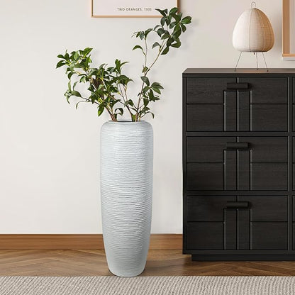 Large Rustic Ceramic Farmhouse Vase,23.6 Inch Tall Pottery Decor Floor Vases Vintage Flower Vases for Home Living Room Entryway Table Centerpiece Decor,Terracotta Vase,Wedding Gift,White