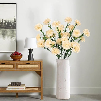 IPOPU Carnations Artificial Flowers 6PCS Silk Carnations Faux Flowers Artificial Flowers Bulk 33in Long Flowers for Wedding Home Table Centerpieces Floral Arrangement(Champagne)