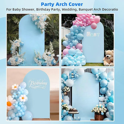 HEMMOTOP 7.2 ft Blue Arch Backdrop Cover (No Arch Stand), Spandex Arch Covers Stretchy Backdrop for Balloon, Wedding, Birthday Party, Baby Shower, Banquet Arch Decoratio