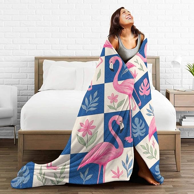 Flamingo Blanket Tropical Flamingo Throw Blanket Soft Cozy Fleece Fuzzy Stuffed Plush Flannel Animal Gifts for Girls Women Boys Kids Adults 60"X80"