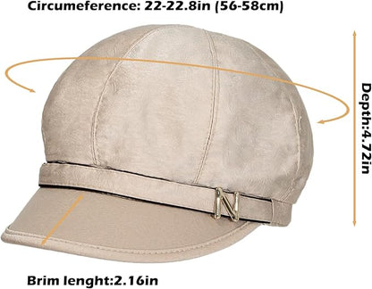 Women Retro Classic Visor Newsboy Cabbie Cap Beret Hats with Flower Buckle for Woman Ladies