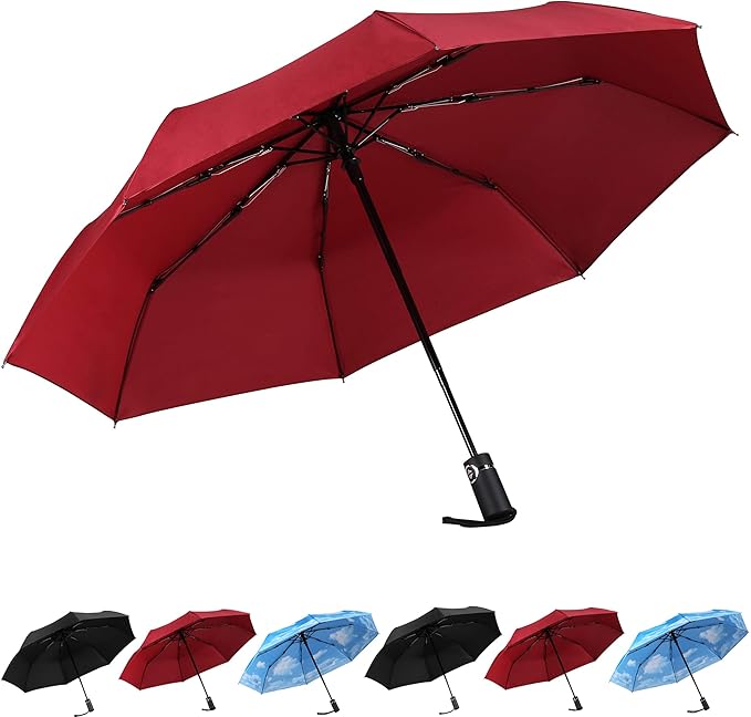 SY COMPACT Travel Umbrella - Windproof Automatic Compact Umbrella, Lightweight Waterproof Design for Backpack, Car & Purse
