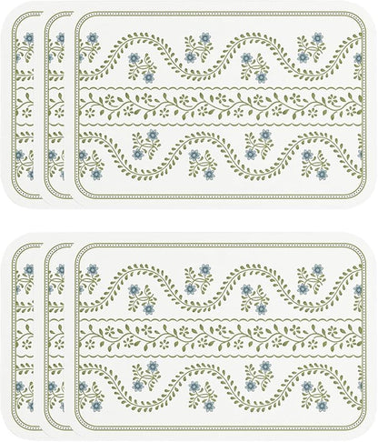 ISAENNE Rectangular Placemats Set of 6,Floral PVC Placemats, Waterproof and Heat-Resistant Place Mats,Decoration for Kitchen, Dining, Parties, Holiday,12"*17"