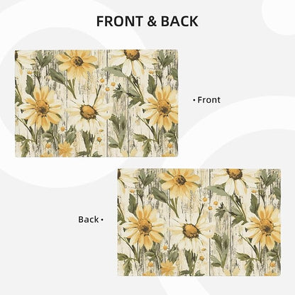 Placemats 4 pcs Daisy Double-Layer Imitation Linen Place Mats Non-Slip Heat-Resistant Tablemats for Home Restaurant Hotel 18×12 Inch