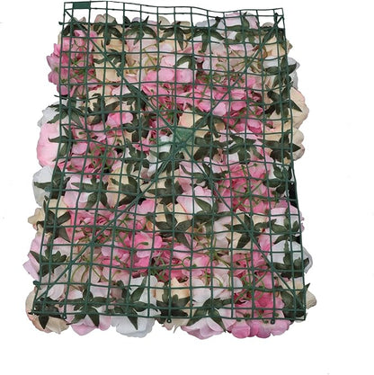 16"x 24" Artificial Flower Wall Panels,Flower Wall Mat Silk Flower Panels for Outdoor Garden Backyard Fence Fence Privacy Screen and Indoor Wall Decor (4Pcs Pink+Champagne+White)