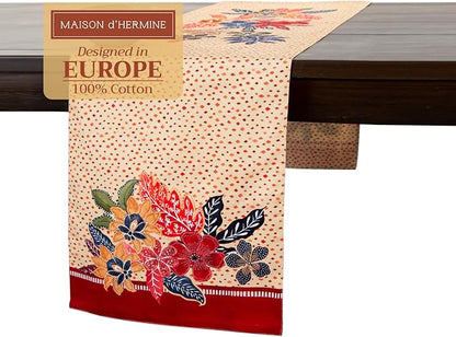 Maison d' Hermine Table Runner 100% Cotton Double Layer Table Runners 108 inches Long for Thanksgiving Christmas Decorations Home Kitchen Dining Party Wedding (Kalahari, 14.5" x 108")