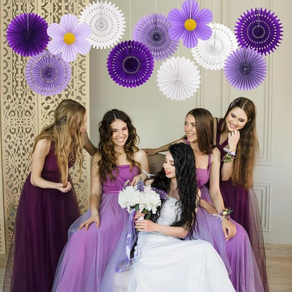 zilue Paper Fans Party Decorations Paper Flowers Decorations for Wall Classroom Floral Backdrop Baby Shower Birthday Party Flower Wall Decor Pack of 11 Purple