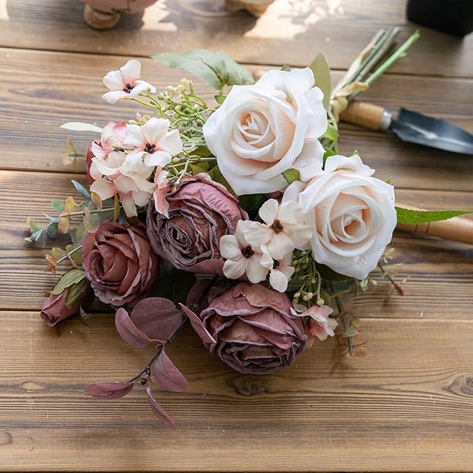 Small Artificial Fake Faux Flowers Silk Flower for Autumn Table Arrangements Fall Bouquets