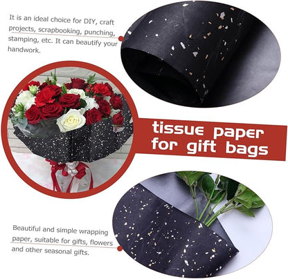 GALPADA 10Pcs Metallic Dot Pattern Flower Wrapping Paper for DIY Bouquets and Packaging Floral Paper for Christmas Birthday Wedding Crafts and Seasonal Presents