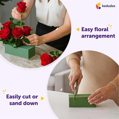Premium Dry Floral Foam Blocks (3ct) - Green Foam for Flower Arrangements - Styrofoam Block for Artificial Flowers and Plant Decoration, Great for Crafts, Green Foam Bricks, Florist Foam Brick/Block