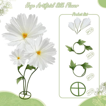 Giant Daisy Flowers Artificial, Large Paper Flower for Decoration, 6.1ft Big Daisies Flowers Decor, No fading for Birthday Party Garden Office Home Wedding Graduation Shop Window Display 3Pcs(White)