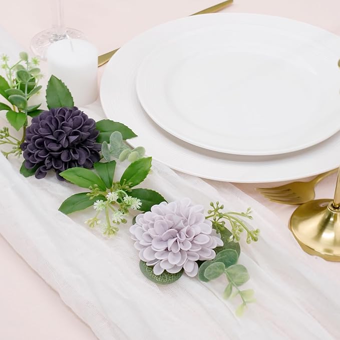 Artificial Flowers, 50pcs Realistic Artificial Rose for DIY Wedding Bouquets Centerpieces Arrangements, Dark Purple and Light Purple Dahlia Flowers with Stem for Bridal Shower Party Home Decorations