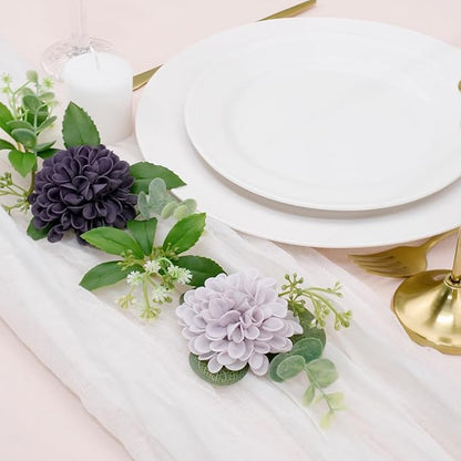 Artificial Flowers, 50pcs Realistic Artificial Rose for DIY Wedding Bouquets Centerpieces Arrangements, Dark Purple and Light Purple Dahlia Flowers with Stem for Bridal Shower Party Home Decorations