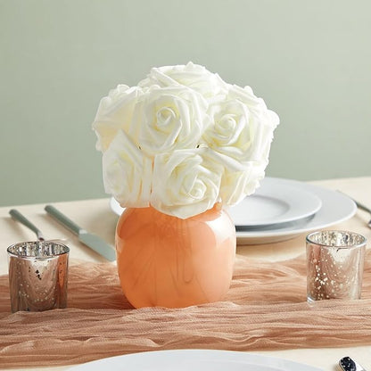 Bright Creations 3" Artificial Rose Flowers 60pcs Real Looking Fake Rose with Stem for DIY Wedding Bouquets and Bridal Shower, Cream