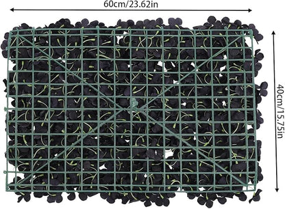 Flower Wall Panel Set,Black Artificial Wall Flower Backdrop,12 Pcs 23.62" X 15.75" 3D Silk Hydrangea Rose Floral Panel,Faux Roses Artificial Flower Backdrop for Wall Decor (12PCS-Black2)