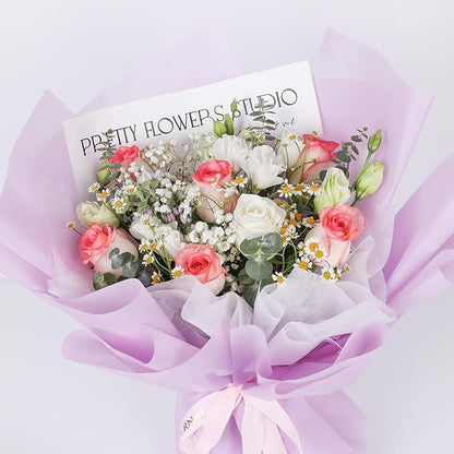 NESCCI 20 Sheet Flower Wrapping Paper - Waterproof Floral Bouquet Wrapping Paper, Florist Supplies Packaging Paper for Wedding Birthday Gift DIY (Light Purple)