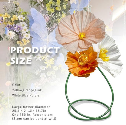 Large Giant Artificial Flowers Decoration - Indoor Outdoor Decor Huge Paper Flower, Realistic Faux Flowers for Home/Office/Living Room /Wedding Ceremony Party /Birthday Party 3pc (Pink Orange White)