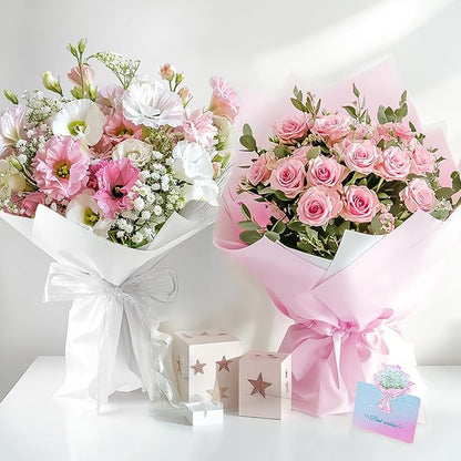 REAXYZNN 20 Sheets Flower Wrapping Paper, Waterproof Floral Wrapping Paper, Florist Supplies Packaging Paper for Wedding, Birthday, Mother's Day Gift (Pink)