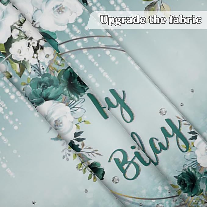 Renaiss 6x4ft Floral Happy Birthday Backdrop for Woman Fabric Green White Flowers Blooming Flower Photography Background Shinning Diamond Photo Backdrops for Birthday Party Supply