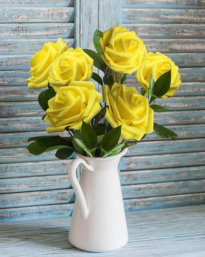 JOYLEX Artificial Flowers Yellow Realistic Roses, Real Looking Fake Roses with Stem for DIY Wedding Bouquets Centerpieces Bridal Shower Party Home Romantic Decorations (Yellow, 100pcs)