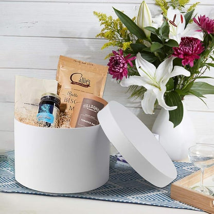 Briful Round Gift Boxes with Lids Set of 4 White Gift Box Assorted Sizes Nesting Gift Boxes for Presents Birthday Bridesmaid Wedding Valentines Christmas Party Favor Boxes