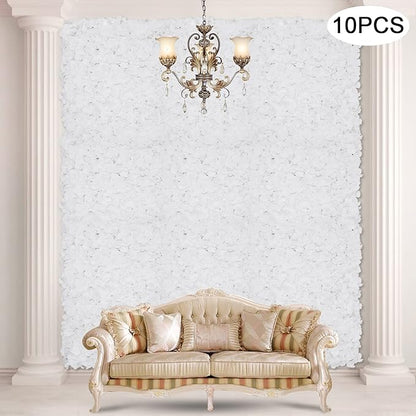 16"x 24" Artificial Flower Wall Panels,Flower Wall Mat Silk Flower Panels for Outdoor Garden Backyard Fence Fence Privacy Screen and Indoor Wall Decor(10Pcs White,Style 3)