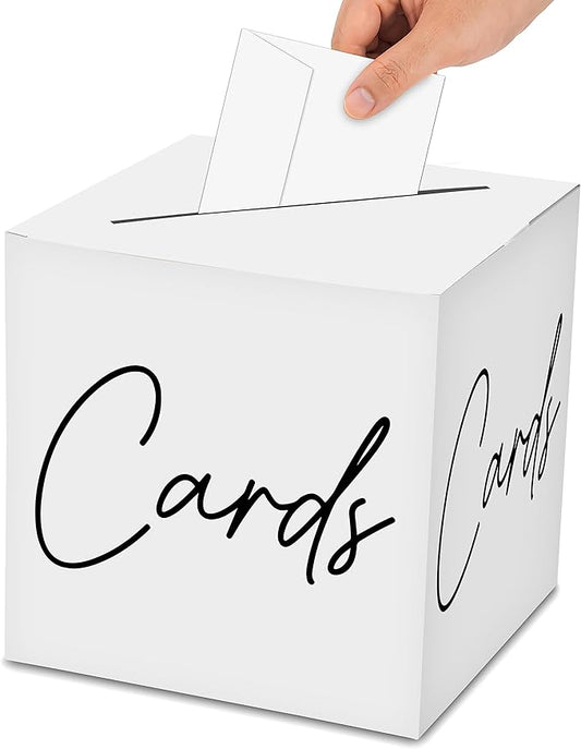 Classic Elegant Card Box – 1 Set Hot Stamping Card Receiving Box for Gift Envelope Money – Wedding Bridal Baby Shower Birthday Graduation Party Supplies Decorations ( 8"*8"*8", Black and Gold)-A01