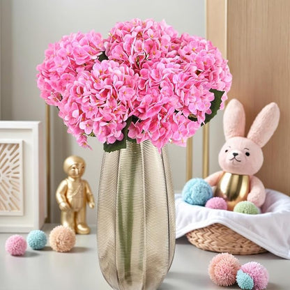Kimura's Cabin 5Pcs 21inch Real Touch Artificial Hydrangea Flowers Lifelike Latex Hydrangeas Long Stem with Leaves Hydrangea Bouquet for Home Wedding Baby Shower Birthday Party Decoration（Rose Pink）