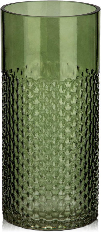 Sage Green Vase Glass Cylinder Vase, 8.7" H x 4" W Flower Vases Decorative Modern Wide Mouth Vase Bubble Glass Vases for Centerpieces Mantel Shelf Table Home Decor