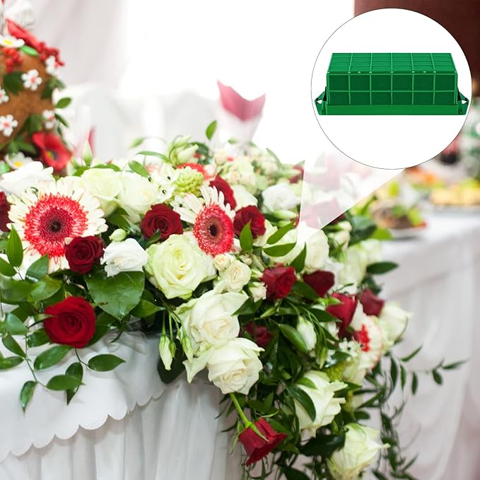 4 Packs Floral Foam Cage Rectangle Flower Cage Holders with Floral Foam Flower Arrangement Supplies for Fresh Flowers, Home Wedding Decorations, 11.8 x 4.3 x 3.1 Inches