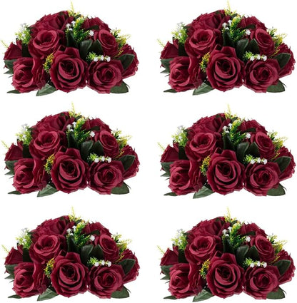 Flower Centerpieces for Wedding Tables: Wedding Table Decorations Burgundy Flower Balls Centerpieces for Engagement Cerebration Party Center Pieces 6 Packs
