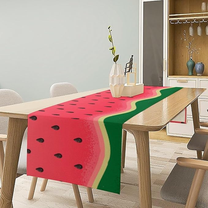 Watermelon Table Runner,Summer Fruit Tropical Birthday Party Decorations Dining Room Home Kitchen Table Decor 13 x 90Inches