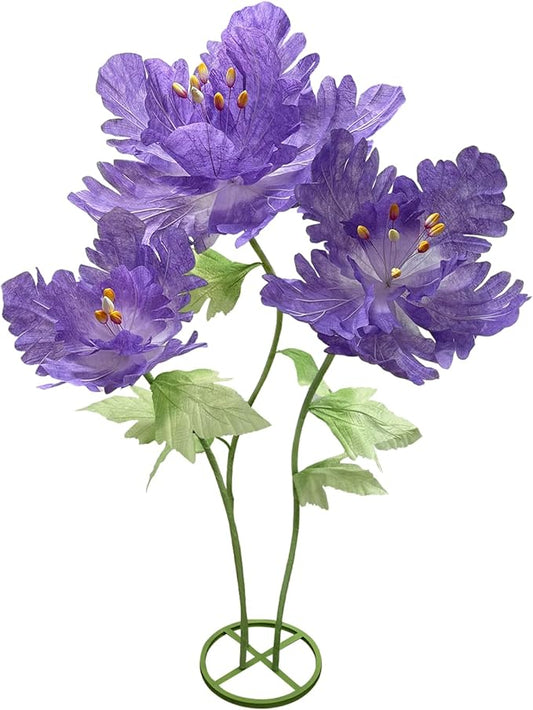 Giant Paper Flowers for Decoration, Big Artificial Flower with Stems and Stands Party Banquet Wedding Reception Stage Photography Props Mall Display Graduation Essential Background Home Decor, Purple