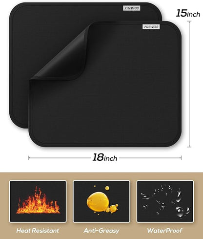 2pack Heat Resistant Mat for Countertop, 15x18in Hot Pads for Kitchen Countertop Protector,Silicone Heat Resistant Mat for Air Fryer, Deep Fryer, Oven