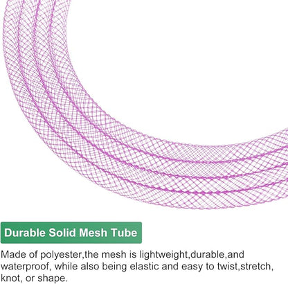 Mesh Tube Ribbon 45 Yards, 4mm Elastic Fabric Ribbons Mesh Tubing for Crafts/Gift Wrapping/Flower Bouquets/Wedding/Birthday/Holiday/Wreaths Christmas/Decoration[Persian Rose]