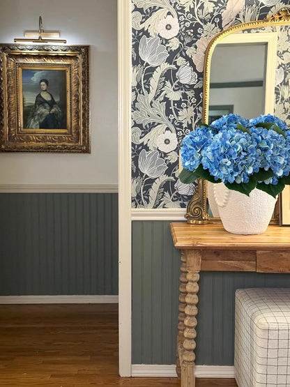 YalzoneMet 4Pcs Blue Silk Hydrangea Artificial Flower Lifelike Big Blooms 20'' Long Stem Faux Hydrangea Flower Bouquets for Home Party Indoor Baby Shower Outdoor Wedding Table Centerpiece Decor