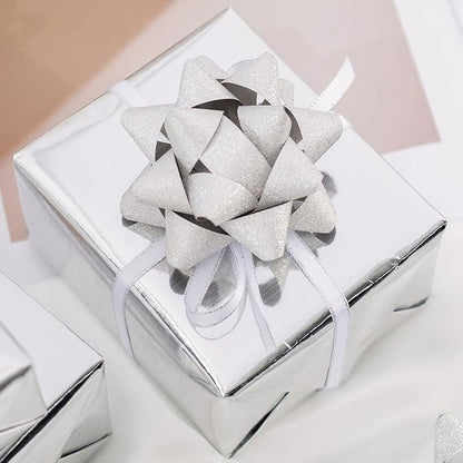 Merture Metallic Silver Wrapping Paper Roll - 17 In X 16.4 Ft(23.3 sq.ft.) Solid Color Silver Gift Wrap with Cutting Lines for Christmas, Wedding, Birthday, Valentines Day, Mothers Day, Baby Shower
