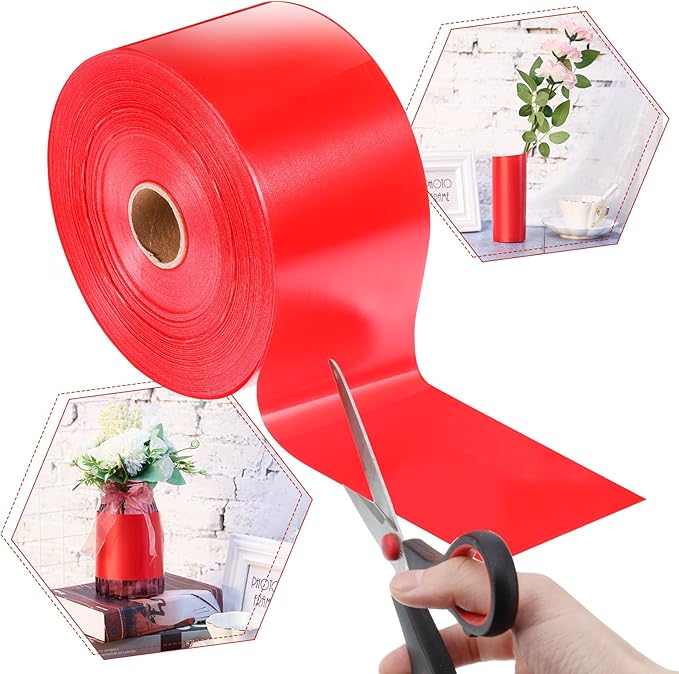 Syhood Outdoor Leaf Ribbon Floral Satin Ribbon for Crafts Aspidistra Waterproof Holiday Outdoor Decoration(2 Inch X 216 Yards,Red)