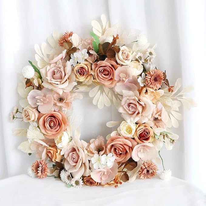 Roses Artificial Flowers Bouquet Combo Box Set for DIY Wedding Centerpieces for Table Bridal Baby Shower Party Decorations Fake Silk Floral Arrangements for Home Decor Indoor Peach Pink