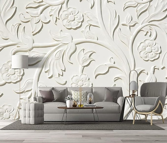 3D Relief Flower Wallpaper Bedroom Modern Flowers murals Trendy Office Decorative Living Room tv Background Large Wall Mural - 137"x96" Not Peel and Stick