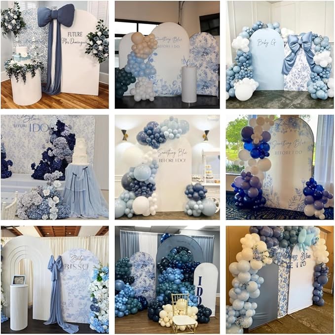 Something Blue Before I Do Arch Backdrop Cover Wedding Bridal Shower Bride to be Toile Party Arch Fabric Cover Blue Bloom Floral Baby Shower Decors (4X7.2ft,4135)