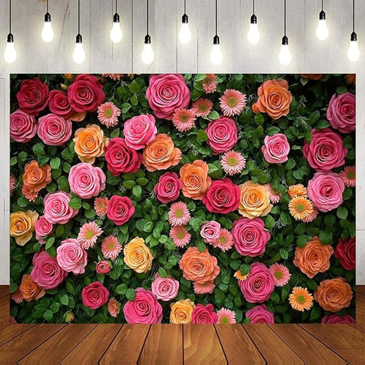 7X5ft Floral Backdrop for Photography Mother's Day Backdrop Wedding Backdrops Spring Flower Photography Backdrop Valentine's Day Backdrops for Photographers Studio Props 049