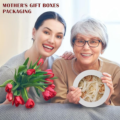 Flower Boxes for Arrangements Nesting Round Gift Boxes with Clear Lids White Round Boxes for Flowers Set of 4 Assorted Sizes Flower Boxes for Flower Arrangements, Valentine's Day, Mother's Day,