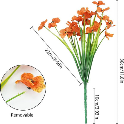 Uieke 16 Bundles Artificial Fall Flowers No Fade Faux Autumn Plants, Fake Indoor Outdoor Greenery for Thanksgiving Table Centerpiece Christmas Wedding Party Home Garden Fireplace Décor (Orange)