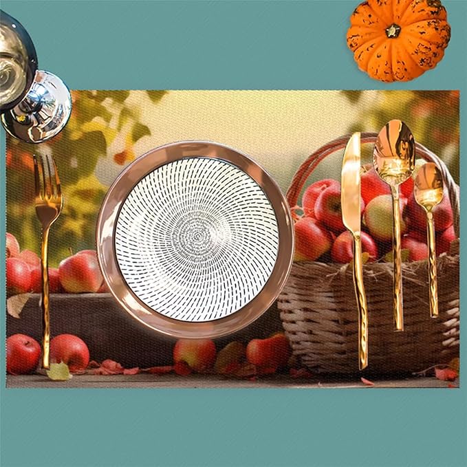 Fall Fruit Apple Placemats Set of 1 PVC Vinyl Non Slip Table Mats Waterproof Heat Resistant Place Mats Washable Wipeable Dining Table Mat for Kitchen Party Farmhouse Indoor Outdoor Decorative