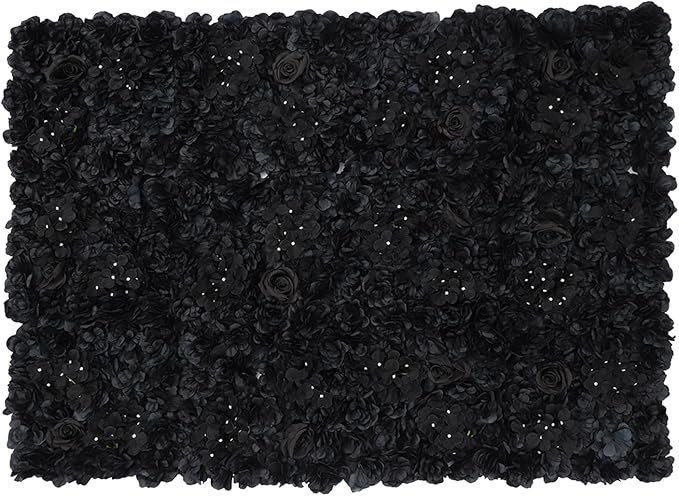 12 Pack Flower Wall Backdrop, 15x15 Inch Artificial Flower Wall Panels Black 3D Floral Backdrop Walls Silk Hydrangea Rose Walls for Decor Wedding Party