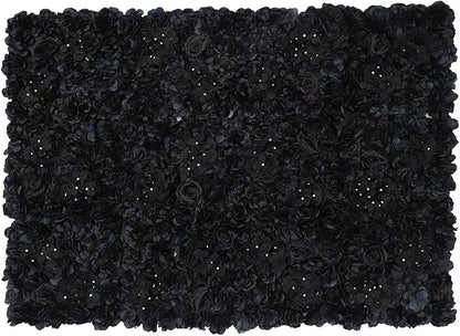 Flower Wall Panel Set,Black Artificial Wall Flower Backdrop,12 Pcs 14.96" X 14.96" 3D Silk Hydrangea Rose Floral Panel,Faux Roses Artificial Flower Backdrop for Wall Decor
