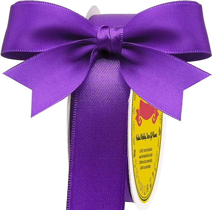 Double Face Purple Satin Ribbon 7/8 inch X 25 Yards Polyester Purple Ribbon for Gift Wrapping Very Suitable for Weddings Party Invitation Decorations and More