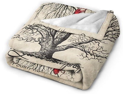 Christian Bible Tree of Life Throw Blanket - Religious Gifts and Decor for Women Men Adults - Soft Warm Cozy Fleece for Couch Sofa Bed 60"x50"
